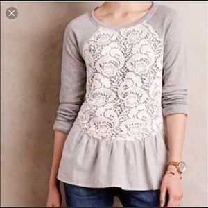 Anthropologie lace front sweatshirt